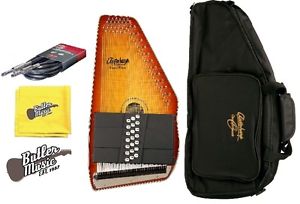 Oscar Schmidt OS11021FHSE Flame HB A/E 21 Chord Autoharp w/Gig Bag + More