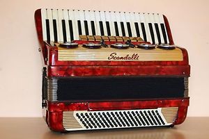 Scandalli Musette LMMM Accordion 120 bass Polifonico Brevetto Fisarmonica Red