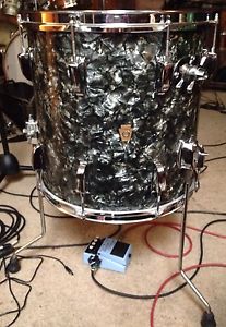 Vintage 1960's Ludwig 14" Black Diamond Pearl Floor Tom Drum