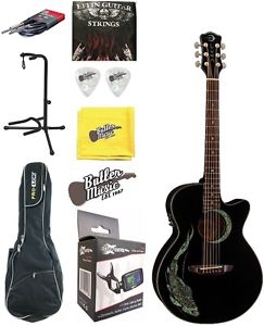 Luna Fauna FAU-KOI Koi Fish Spruce top A/E Cutaway Guitar W/Gig bag + More