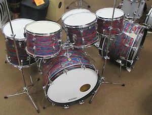 *Vintage* 1968 Ludwig Psychedelic Red Double Bass Drum Set