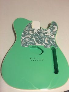 Warmoth LIC. BY FENDER Surf Green TELE  Telecaster Body with paisley pick guard