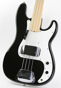 Vintage 1975 Fender Fretless Precision Bass Black Refin W/ Original Case