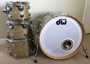 4 Pcs -DW Collectors Drum Set, Kit, Gold Glass, 22,14,12,10  w/ Gator Soft Cases