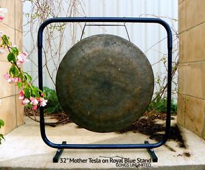 32" Mother Tesla Gong on Royal Blue Gong Stand with Mallet