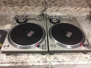 Pair Technic SL 1200 M3d Dj Turntables Vinyl & Serato Tested Rca & Ground 1210