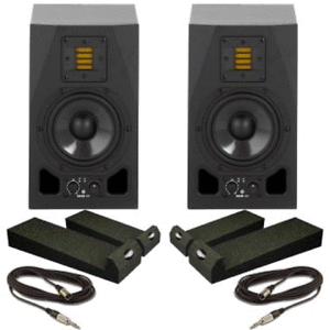 Adam Audio A5X Powered Studio Monitors  - PAIR WITH EXTRAS!