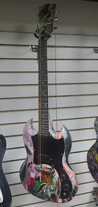 Maestro SG Gibson Swirl painted psychedelic multicolor day glo rainbow guitar