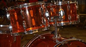 1978 LUDWIG  AMBER VISTALITE 4 PIECE DRUM KIT. excellent condition, no cracks