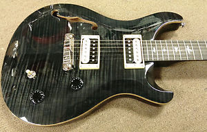 PRS SE Custom 22 Semi-Hollow Electric Guitar, Chambered Trans Black, Dlx Gig Bag