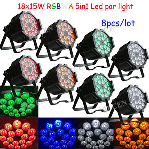 8pcs led par light 18X15W RGBWA 5in1 par can stage lighting for festivals party