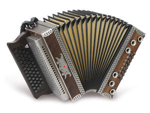 Steirische Harmonika Strasser Hoamat G C F B Modell Edelnuss