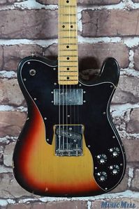 Vintage 1974 Fender Telecaster Custom 3 Color Sunburst Electric Guitar w/HSC