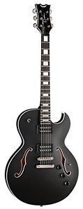 Dean COLT BKS Colt Semi-Hollow-Body Electric Guitar with Piezo, Black Satin