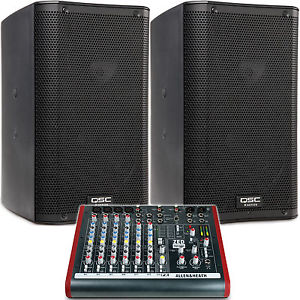 2x QSC K8 8" Powered Speakers with Allen & Heath ZED60-10FX Mixing Console