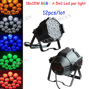 12pcs/lot 18X15W RGBWA 5in1 led par light church festival wedding dj lights