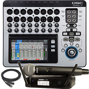 QSC TouchMix 16 Digital Mixer and Shure GLXD24/SM58 Handheld Wireless Microphone