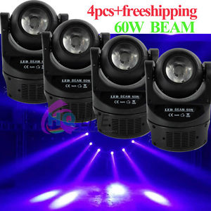 4pcs led 60W RGBW infinit Rotation DMX 512 Led Beam Moving Head  DJ Stage Light