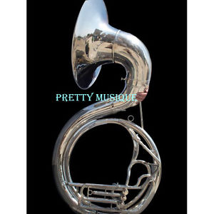 SOUSAPHONE BIG NEW SILVER POLISH SIZE 25" BELL + MOUTHPC + CASE BOX + ACCESSORY