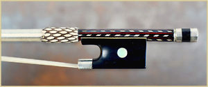 Beautiful French violin bow Simon with special decorated stick -Raffin Certified