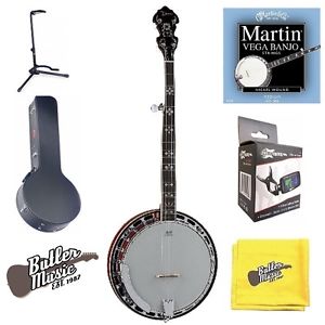 Dean Backwoods BW5 5 string Banjo, Mahog. Resonator w/Hard Case + More