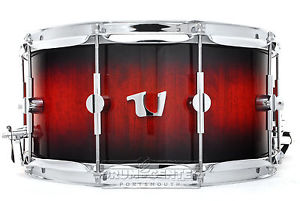 Unix Drums Stave Bubinga Snare Drum 14x6.5 Red/Black Burst