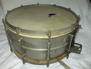 Vintage 1920s SUPER-LUDWIG SNARE DRUM - 10 Lug - 14"x 5" - Nickel on Brass