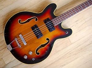 1960s Mosrite Celebrity Bass Vintage Hollowbody Electric Bass Guitar Sunburst