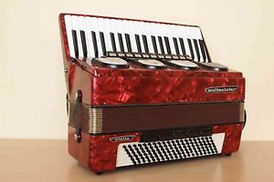 Weltmeister Stella 120 Bass Vintage LMMH Accordion Akkordeon Fisarmonica Red