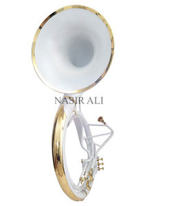 WHITE COLORED Bb PITCH SOUSAPHONE + BRASS POLISHED WITH FREE HARD CASE+MOUTH PC