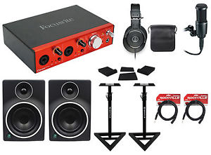 Focusrite CLARETT 2PRE Thunderbolt Interface+Monitors+Headphones+Mic+Stands+Pads