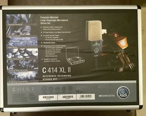 AKG C414 XLII Matched Pair of Studio Condenser Microphones Stereo Mint Condition