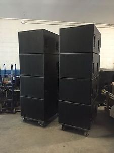 EAW SB1000 SUB WOOFER CLONES - LOT OF 8 WITH CROWN MA12000I AMP RACK AND CABLING