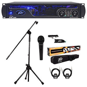 Peavey IPR2 3000 3,000 Watt Class D Pro Power Amplifier Amp+Mic System+2) Cables