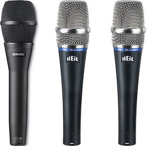 Shure KSM9/CG Condenser Vocal Microphone & 2x Heil PR22-UT Dynamic Handheld Mic