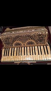 Vintage Gem (Galanti Bros) Accordion with Case Italy, Pearl Railroad band