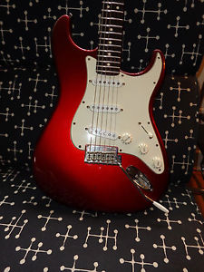2008 Fender American Standard Stratocaster Guitar w/HSC, Candy Red Upgraded PU's