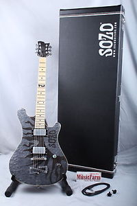 Sozo Z Series Z1LZRTBK Electric Guitar Laser Etched Trans Black with Hard Case