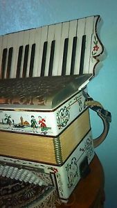 Rare Antique Accordion Painted Folk Art Made in Italy Large