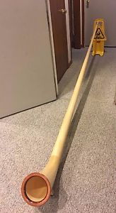 HEIMATKLANG AUSTRIAN ALPHORN ALPINE HORN KEY OF F W/ CASE, MOUTHPIECE, STAND