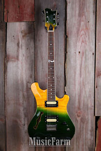 Sozo Z3 GNF Semi Hollow Electric Guitar Arch Flame Maple Top Green Fade Finish