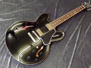 Gibson ES-335 DOT Plain Black w/hard case F/S Guiter Bass From JAPAN #C27