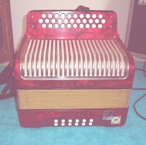 Vintage Hohner Corona II 3 row Accordion button box GCF Accordian Germany W/ Mic