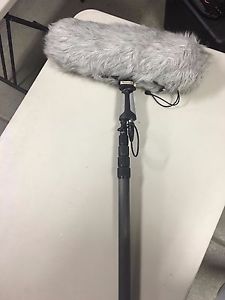 Audio-Technica AT4053b microphone w/ K-tek boom pole and Rode Blimp