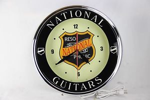 2011 NATIONAL GUITARS NEON ADVERTISING CLOCK DOULIAN TRICONE RESOPHONIC IN BOX!