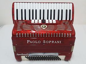 Red Paolo Soprani accordion 80 bass Italy mint condition SUPER DONNINA