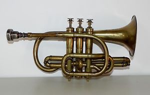 UNUSUAL Eb CORNET BY ANTOINE COURTOIS IN PARIS CIRCA 1855