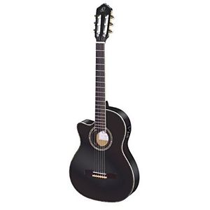 Ortega RCE145LBK - Chitarra elettrica classica con collo sottile, per mancini,