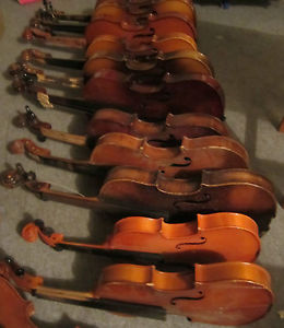 A collection of old violins / violin for repair (12)