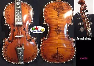 Deluxe fancy Norwegian fiddle 15 1/2" viola 4*4 strings viola  #10258